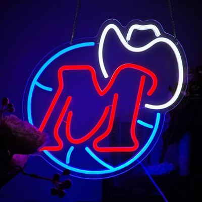 16''x15'' Dallas Mavericks Club Fans Bar LED Neon Sign Dimmer USB Powered Light