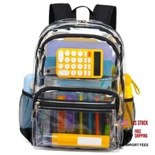Clear Backpack for School - Heavy Duty See Through Bookbag for X-Large Black