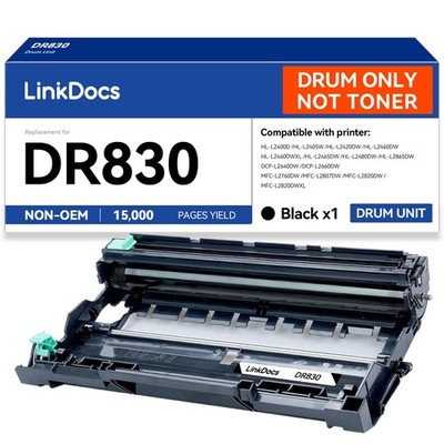 LinkDocs DR830 Drum Unit Replacement for Brother Printers 15K Page Yield New