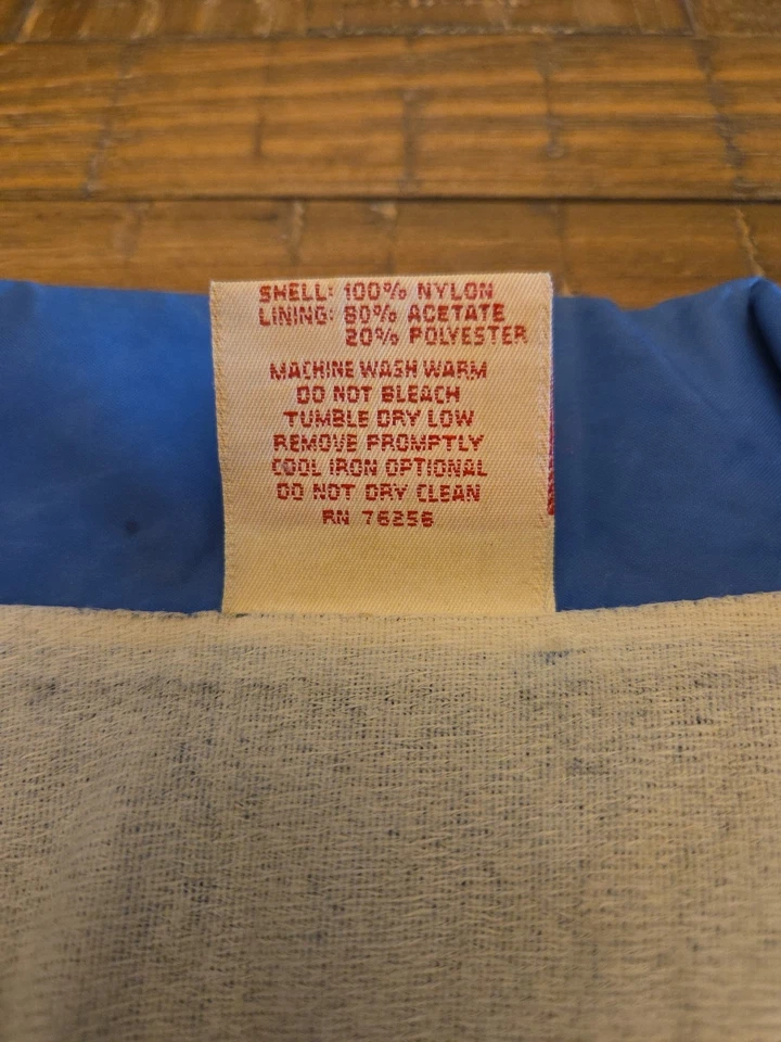 Vintage Athletic Works Jacket Windbreaker Button Down  USA Large Blue W/ Patches - Image 3 of 4