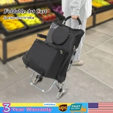 Portable Folding Wheeled Art Chair Cart Rolling Big Chair Cart With Storage 