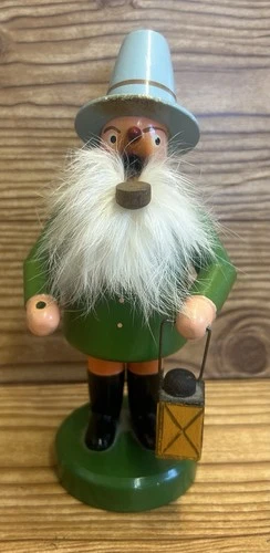 Vintage German Rauchermann Wood Incense Burner Lantern Pipe Figure Figurine