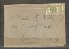 LOT  FC  5999 --PAIX 75c x 2  CAD WASIGNY  POUR USA