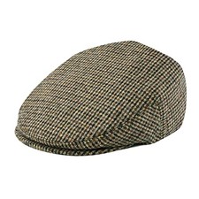 Men's Wool Tweed Newsboy Ivy Cap Gatsby Golf Flat Hat 7 1/4 T-houndstooth Khaki