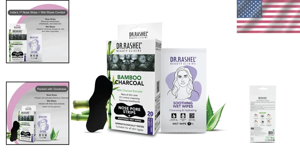 Combo de tiras de poros de nariz de carbón y toallitas calmantes - 20 piezas para claridad instantánea Foto 2 de 4