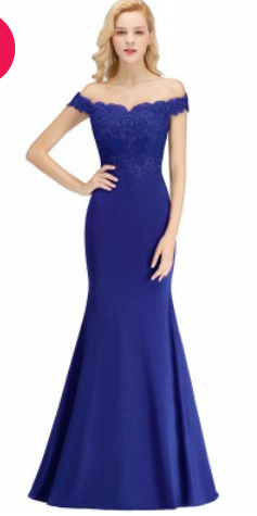 Women's evening dresses elegant ball gown bridesmaid dress chiffon, blue, M(de38)