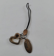 Gucci Cell Phone Strap Key Holder Bag Charm Silver Heart and Logo