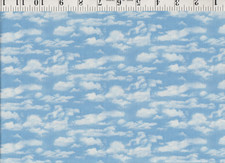 1 Yard Fabric Light Blue Sky White Clouds Quilt Shop Quality Cotton 44" Wide E