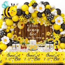 133Pcs Bee Baby Shower Decorations Bumble Bee Themed Baby Shower, Honey Bee B...