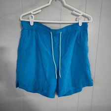 George Swim Trunks Mens Medium Blue Elastic Waist Mesh Lined Drawstring