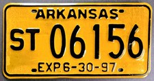 Vintage 1989-97 Arkansas Special Trailer (Semitrailer) License Plate ST-06156