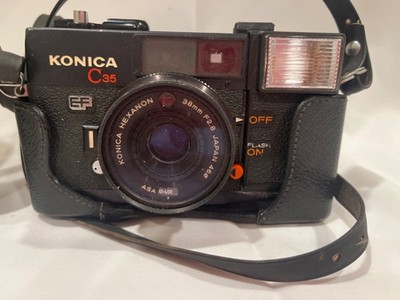 Konica C35 EF D Hexanon 38mm f2.8 point&shoot Film Camera,  Case included