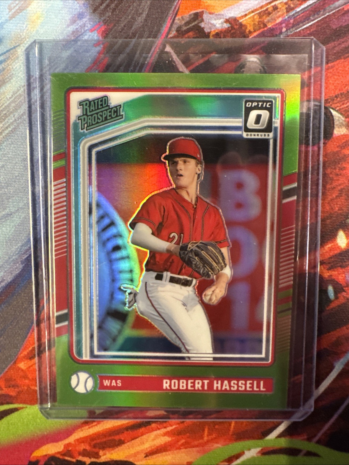 2024 Donruss Baseball - Robert Hassell - #117 Green Optic Prizm #d /149