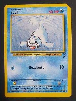 Seel 61/130 - Base Set 2 - Pokemon Card - Factory Miscut - Excellent Condition