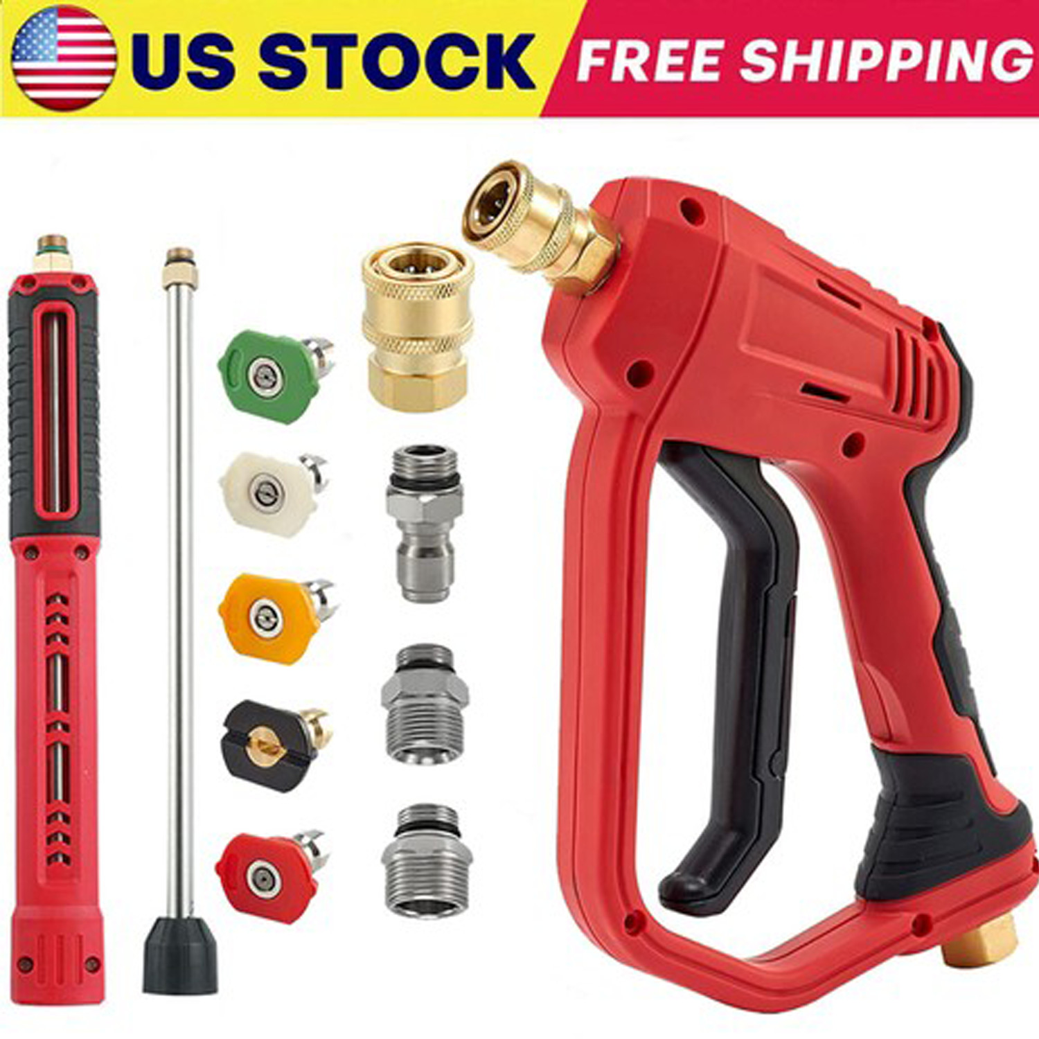 High Pressure 4000PSI Car Power Washer Gun Spray Wand Lance Nozzle and Hose Kit
