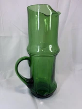 Vintage Cellini Italy Art Glass MCM Pitcher Bamboo Mid-Century Modern Amber
