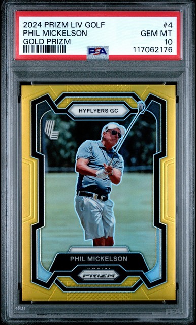 2024 Panini Prizm LIV Golf #4 Phil Mickelson Gold Prizms /10 PSA 10 Gem Mint