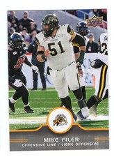 2016 UD CFL Mike Filer Card #86 Hamilton Tiger-Cats Mount Allison