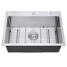 27x18 Inch Drop in Kitchen Sink, 18 Gauge Stainless Steel Handmade Single Bow...