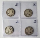 Barber Quarter 4 Coin Lot. 1912, 1911, 1908 D, 1912 Auction Lot #2