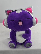 2022 FAO Schwarz Purple Glow Brights with Lights DJ Cat 11" Plush Toy WORKS
