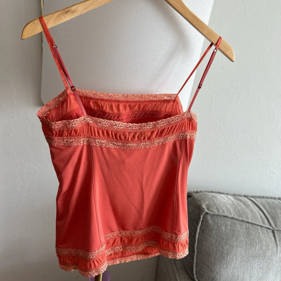 Top Cami Vintage Limitado Naranja Encaje Y2K Hada Años 90 Talla S   Foto 3 de 4