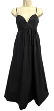 Zara Dress Womens XS Black Spaghetti Strap Sweetheart Neck Balloon Hem Midi