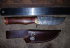 Handmade Damascus Steel Hunting Knife Full Tang Wood Handle Clip Point + Sheath — photo 3