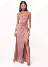 Azazie Maci Stretch Satin Dress Size A0 XSmall Dusty Rose New w/tag