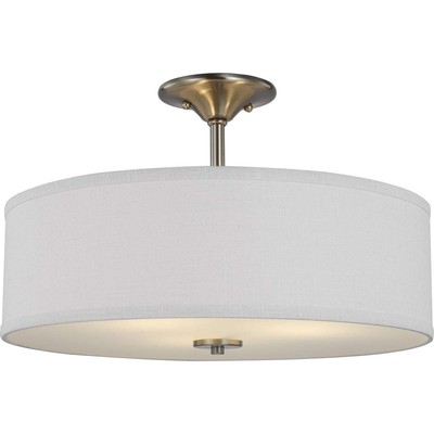 3-Light Semi-Flush Mount Light, Progress Lighting Collection 18'' Brushed Nickel 