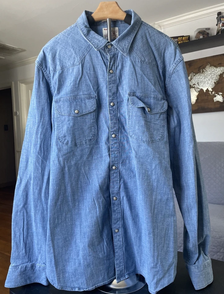 Camisa Western Vintage Lucky Brand Para Hombre XL Denim Calce Clásico Perla A Presión Y2K Foto 2 de 4
