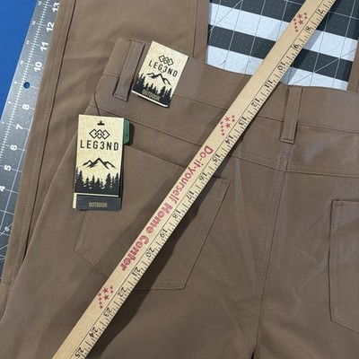 Leg3nd Mens Tech Pants Size M 34x30 Brown Active-Flex Outdoors Golf - New