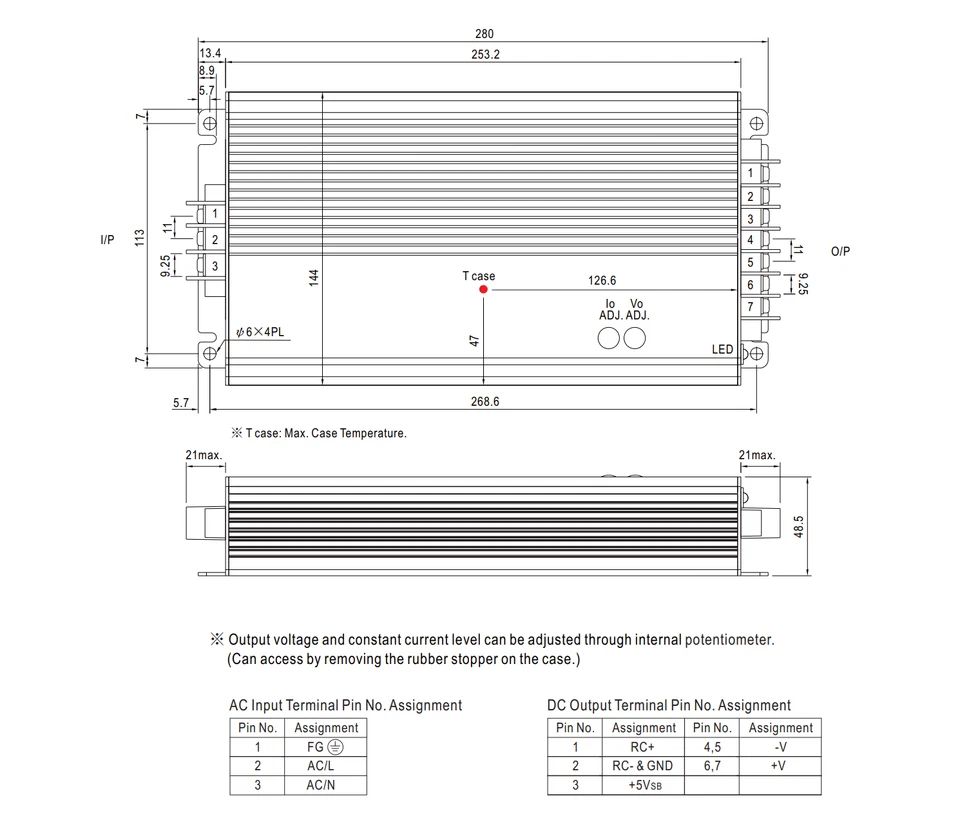 MEAN WELL HEP-600C-48 Cargador de Batería Li-ion LFp Fuente de Alimentación Plomo Ácido, 600W Foto 3 de 4