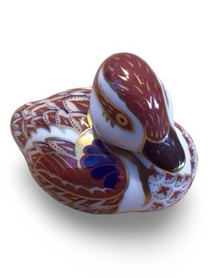 Royal Crown Derby Schwimmen Entlein Briefbeschwerer mit goldenem Stopper