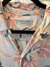 AllSaints Men's Short Sleeve Floral Print Button-Down Camp Shirt Men s Medium