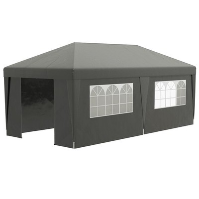 10' x 19.5' Large Party Tent Pop Up Canopy with Weight Bags, Gray