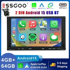 7'' Double 2 DIN 64G CarPlay Android 15 Car Stereo Touch Screen GPS 64GB Camera