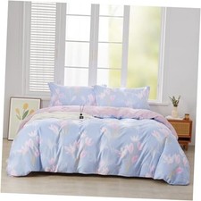 Queen Size Floral Duvet Cover Set 3pcs Cotton Pink Queen 90"x90" Thalia