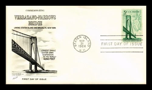 US COVER VERRAZANO-NARROWS BRIDGE FIRST DAY ISSUE SCOTT 1258 FLEETWOOD