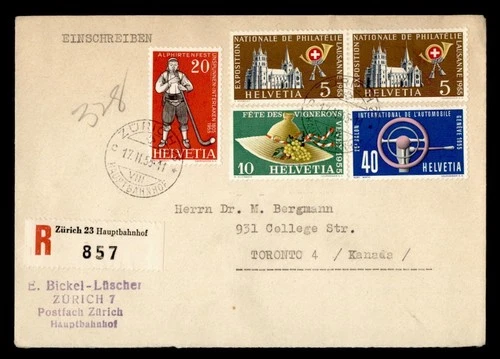 DR WHO 1955 SWITZERLAND FDC? COMBO REGISTERED TO CANADA M71786