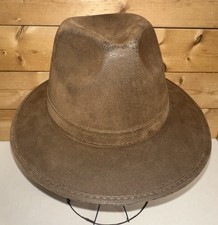 Western Cowboy Fedora Hat Brown Faux Suede Unisex