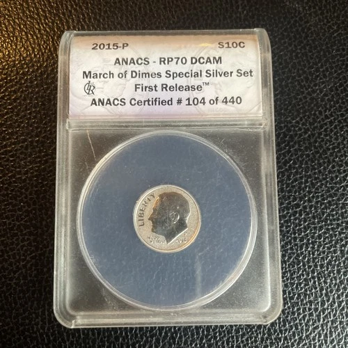 2015-P Reverse Proof Dime. March of Dimes Set. First Strike. ANACS PR70 DCAM