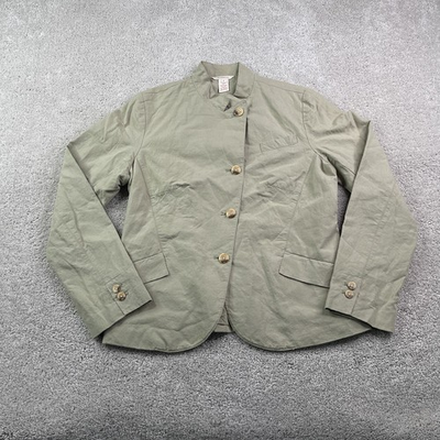 #ad #ad Sundance Blazer Womens 8 Green Brown Cotton Linen Blend Asymmetrical Button Up $24.95