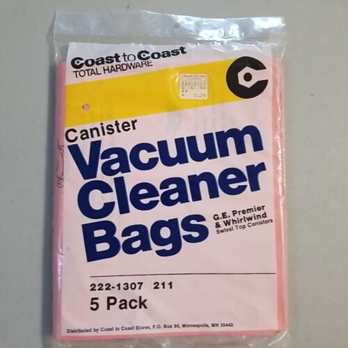 GE Premier & Whirlwind Swivel Top Canister 222-1307 211 Bags 5 in Pack Vintage  - Picture 1 of 5