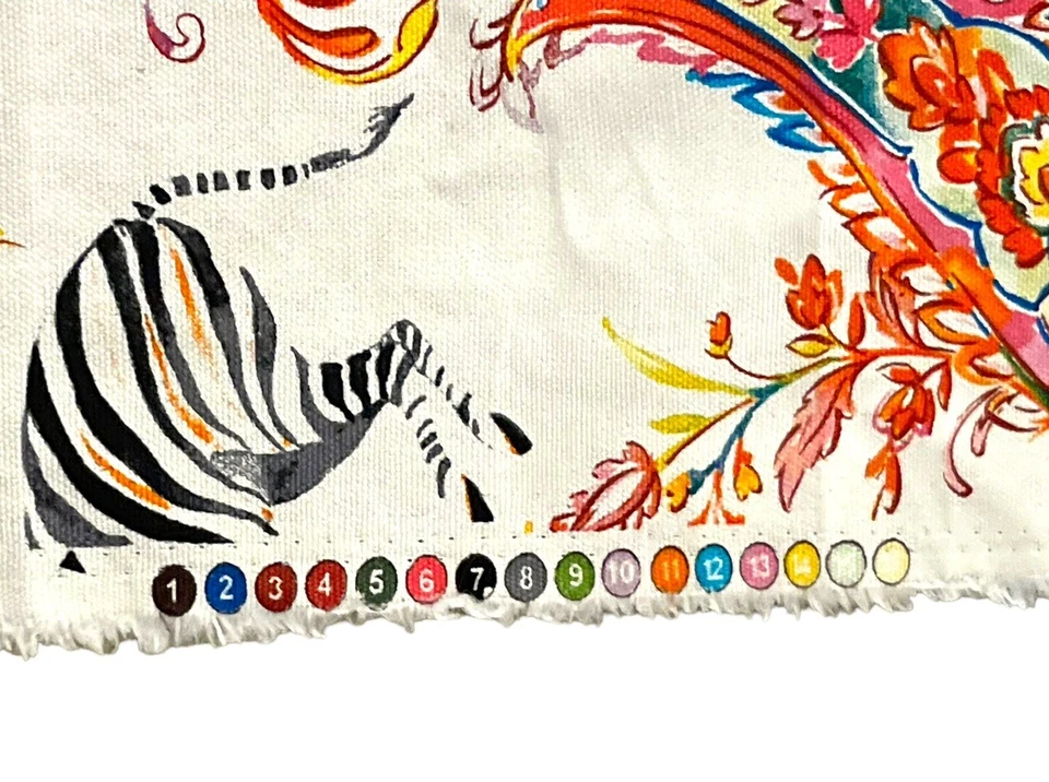Paisley Jungle Zebra Cheetah Cotton Fabric Multicolor 46” x 44” - Image 2 of 4