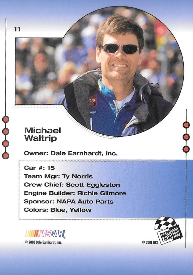 2001 Press Pass Trackside - Michael Waltrip #11 - NASCAR Racing Card - Image 2 of 4