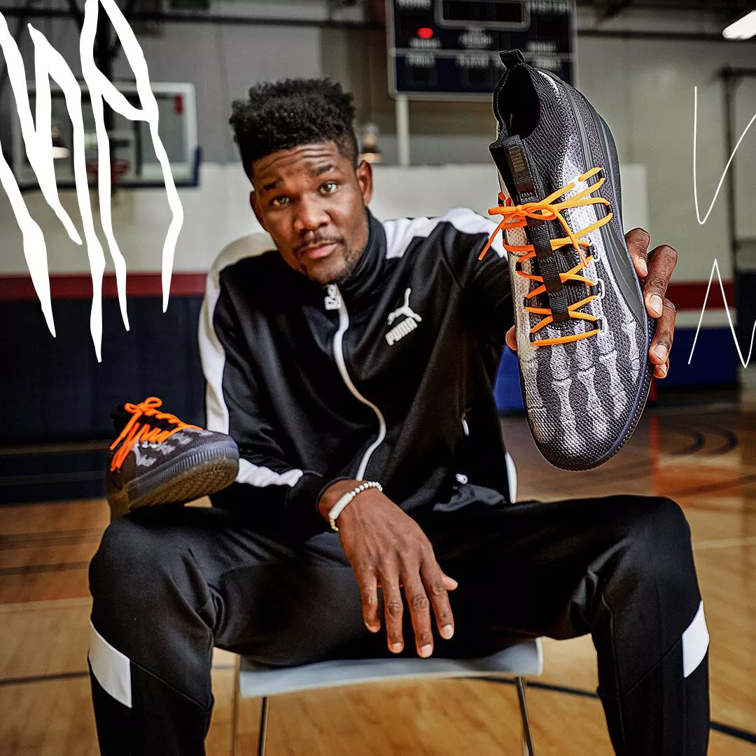 Chaussures Puma CLYDE COURT X-Ray Squelette Halloween noir orange