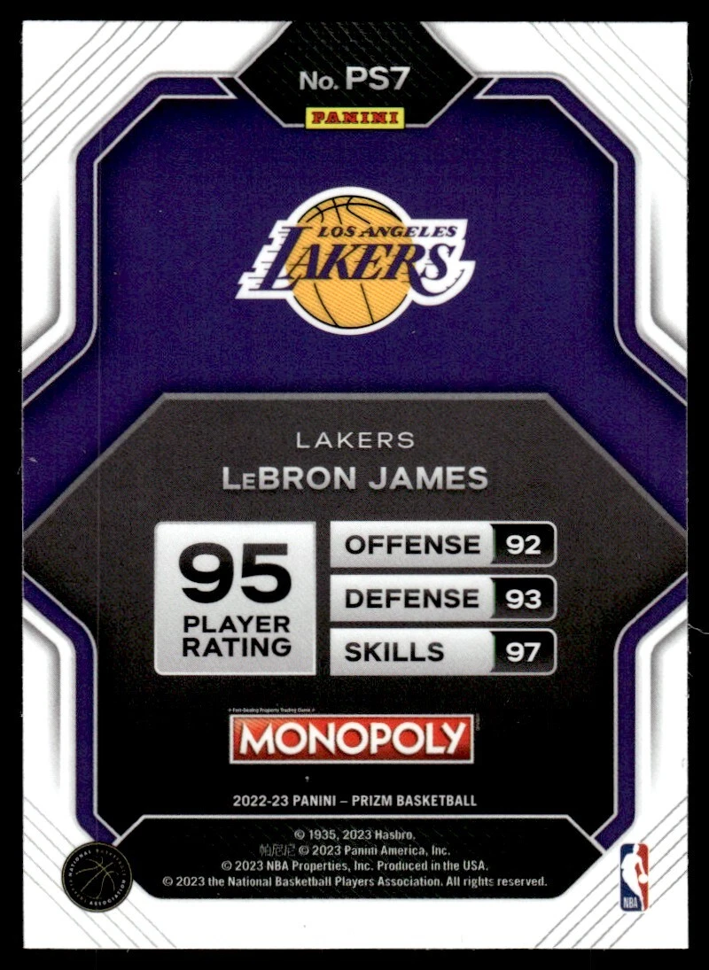 2023 24 Panini Prizm Monopoly LeBron James Los Angeles Lakers PS7