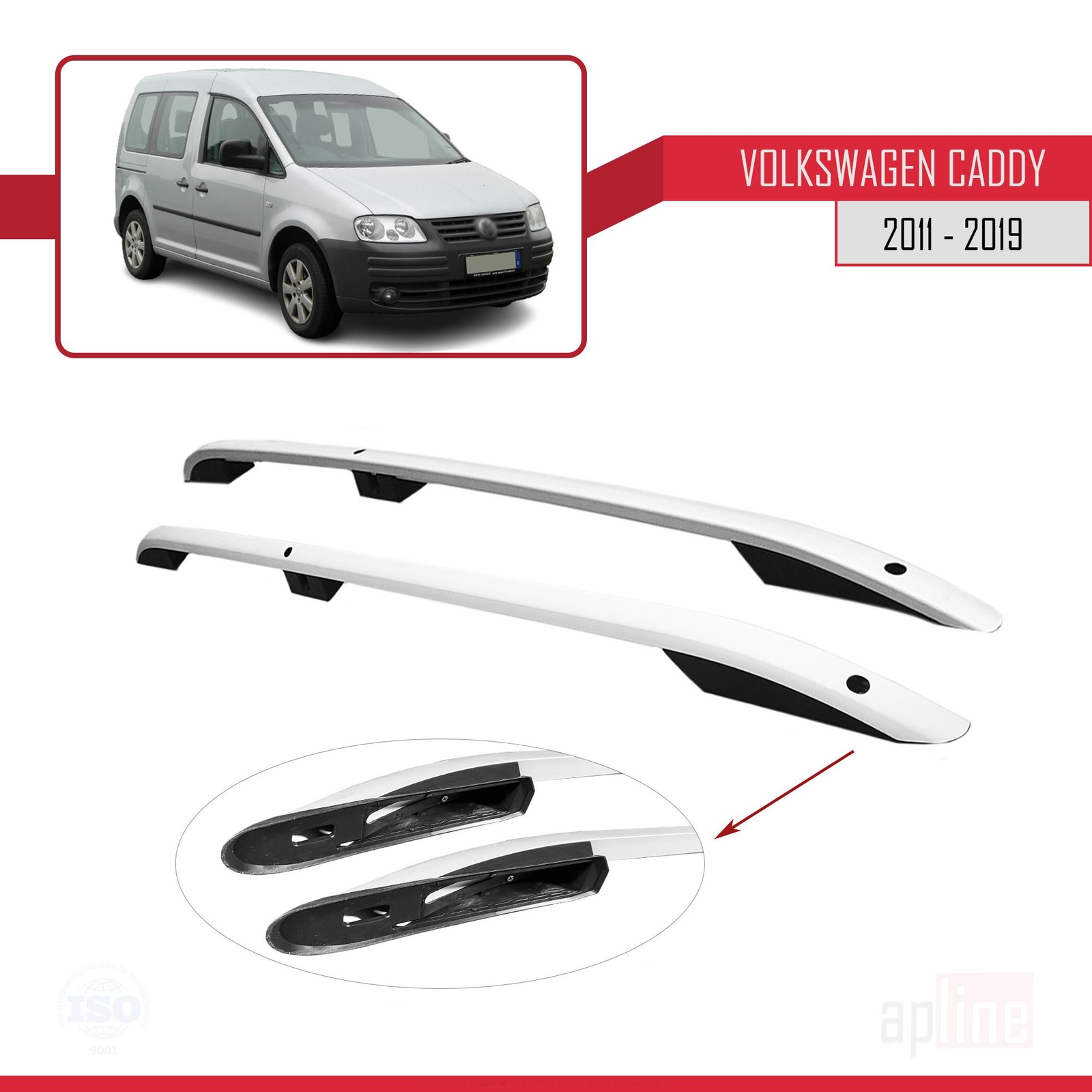 Barres De Toit Transversales Pour Volkswagen Caddy 2010 Et Plus - Marque Turtle - Garantie 2 Ans