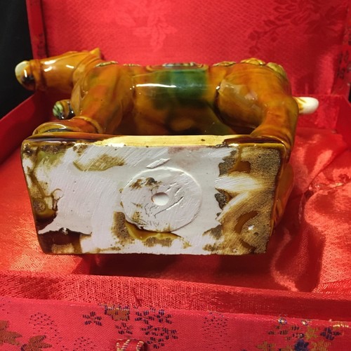 Vtg Chinese Tang Dynasty Drip Style Glaze Ceramic War Horse Figurine with Box - Picture 7 of 15